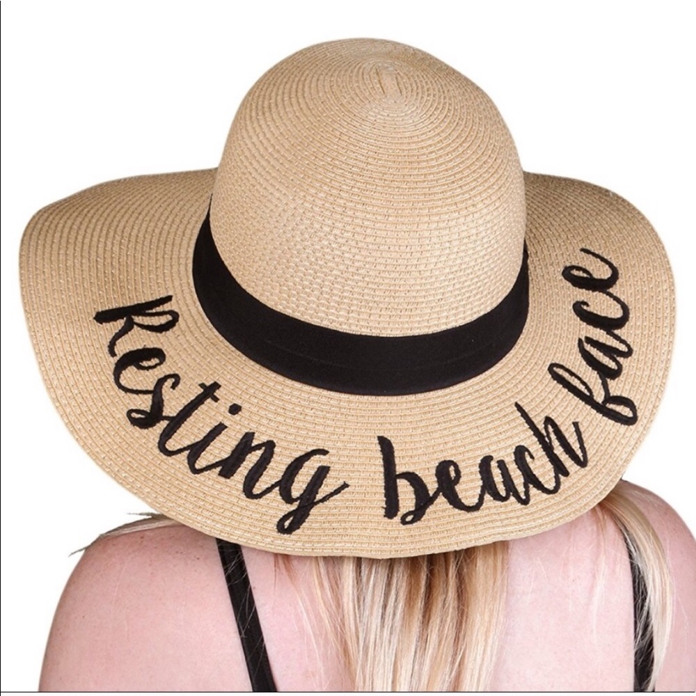 50 spf Resting Beach face Floppy Hat NWT